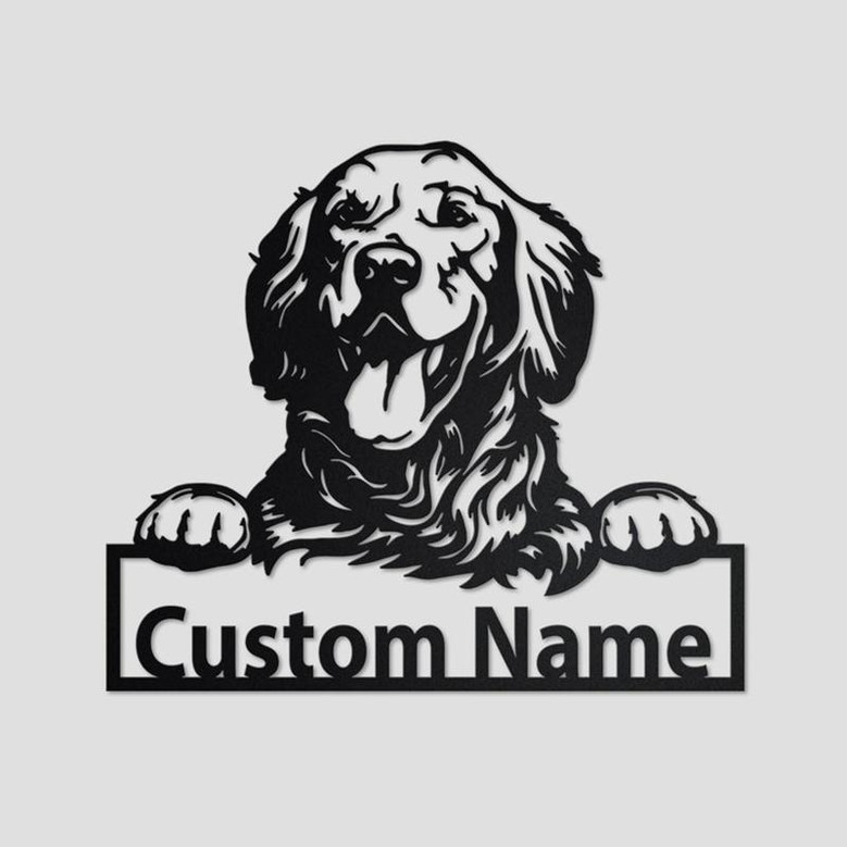 Personalized Golden Retriever Metal Sign| Golden Retriever Metal Wall Art| Dog Metal Sign| Golden Retriever Gift Golden Retriever Lover Gift