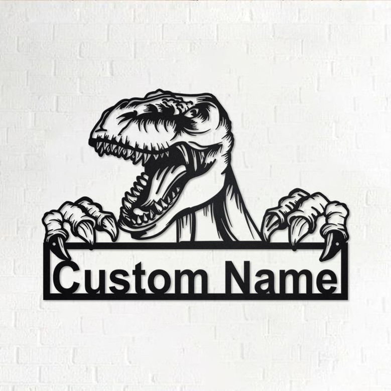 Personalized Dinosaur Metal Sign | Dinosaur Metal Wall Art | Dinosaur Metal Wall Decor | Tyrannosaurus Metal Sign | Dinosaur Lover Gift