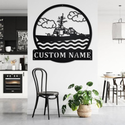 Custom Destroyer Ship Metal Wall Art, Personalized Destroyer Ship Name Sign Decoration For Room, Destroyer Ship Metal Home Decor