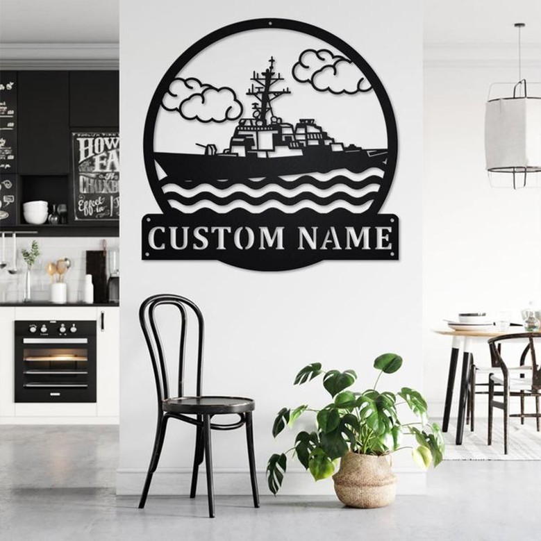Custom Destroyer Ship Metal Wall Art, Personalized Destroyer Ship Name Sign Decoration For Room, Destroyer Ship Metal Home Decor