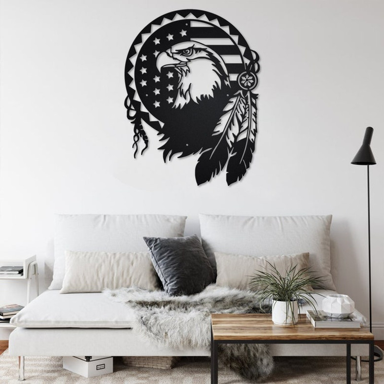 Bald Eagle Metal Wall Art, Bald Eagle Sign Decoration For Room, Bald Eagle Home Decor, Bald Eagle With Flag US, Bald Eagle Lover Gift