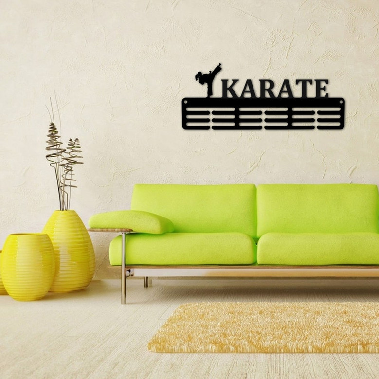 Customized Karate Sport Medal Hanger Metal sign - 12 Rungs for medals & Ribbons, Show Team Spirit, metal sign, art, wall decor, karate metal
