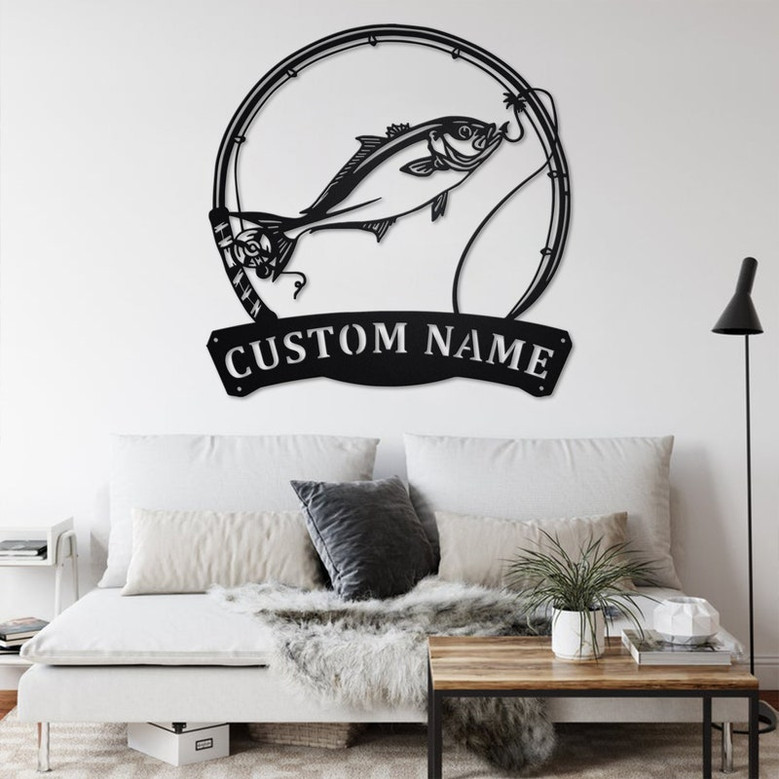 Custom Amberjack Fish Metal Wall Art,Personalized Amberjack Fish Name Sign Decoration For Room, Amberjack Fish Metal Home Decor, Custom Fish