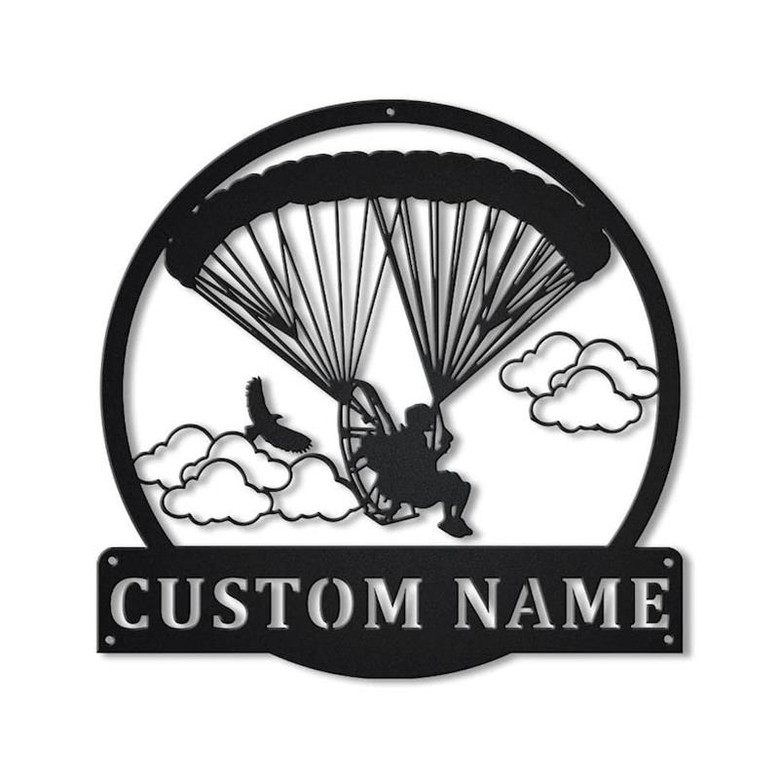Personalized Powered Parachute Monogram Metal Sign Art ,Custom Powered Parachute Metal Sign, Parachute Lover Sign Decoration For Living Room