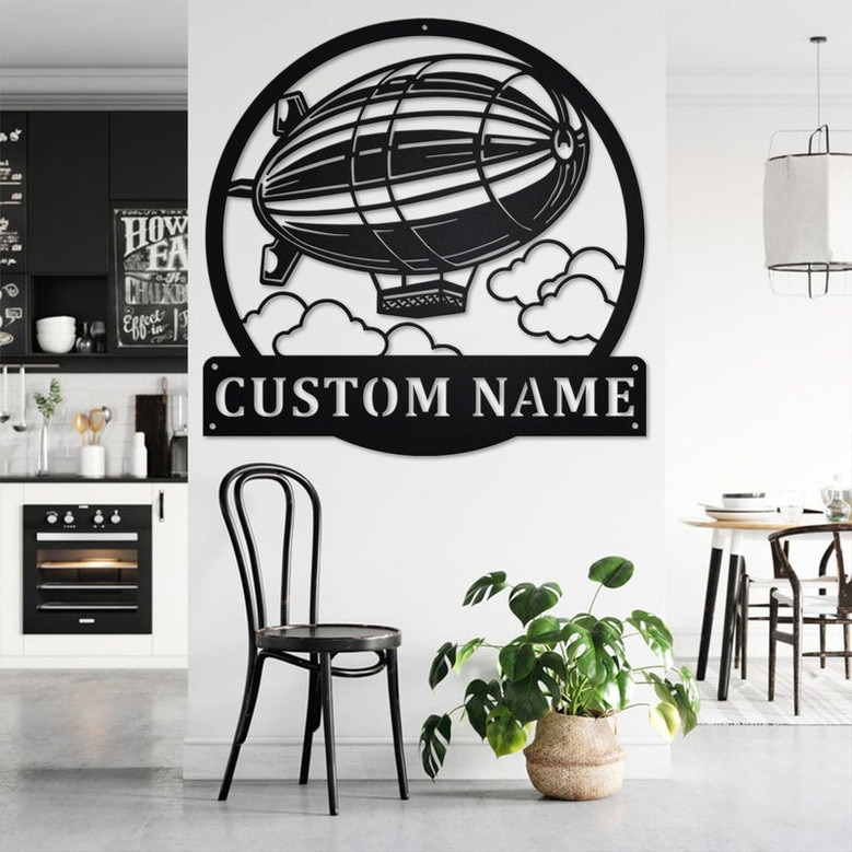 Custom Transportation Blimp Metal Wall Art, Personalized Blimp Name Sign Decoration For Room, Blimp Metal Home Decor, Custom Blimp