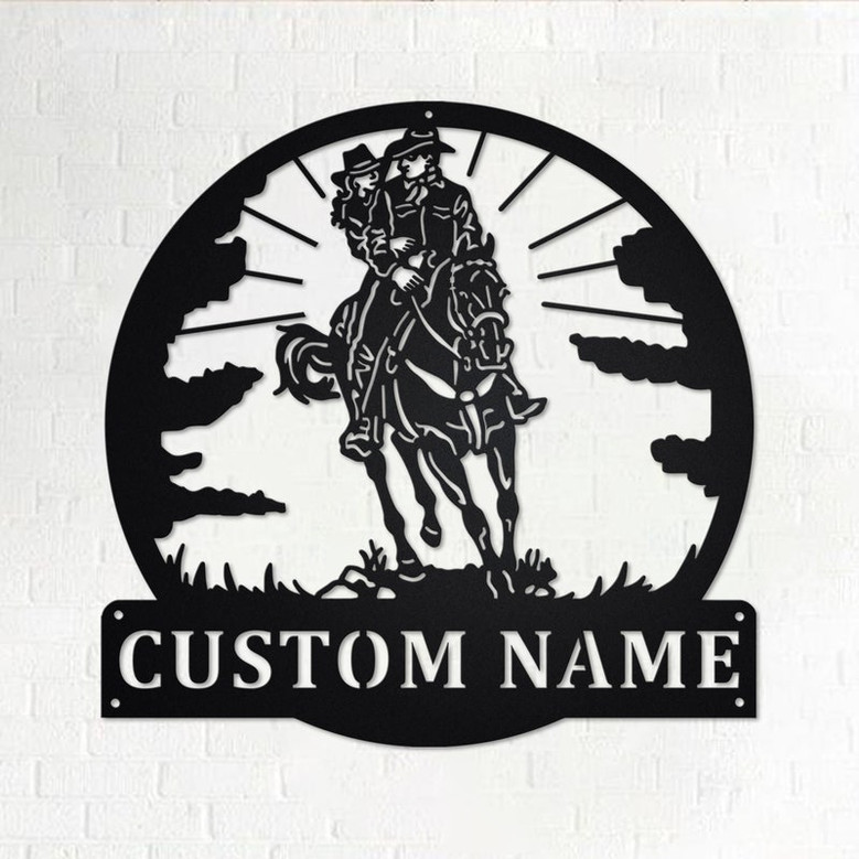 Custom Couple Cowboy Metal Wall Art, Personalized Cowboy Name Sign Decoration For Room, Cowboy Home Decor, Custom Cowboy, Couple Cowboy