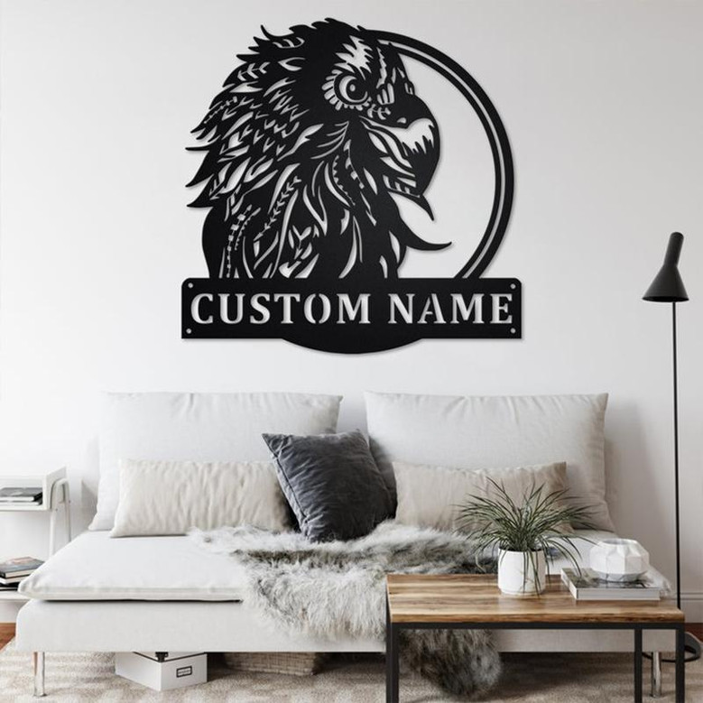 Custom Zentangle Eagle Metal Wall Art, Personalized Eagle Name Sign Decoration For Room, Eagle Metal Home Decor, Custom Zentangle Eagle