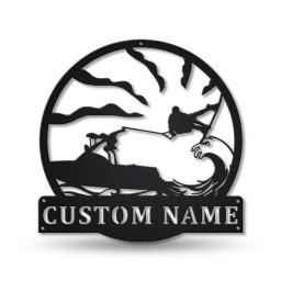 Personalized Kneeboarding Monogram Metal Sign Art ,Custom Kneeboarding Metal Sign, Kneeboarding Lover Sign Decoration For Living Room