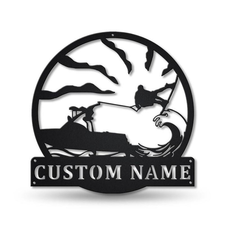 Personalized Kneeboarding Monogram Metal Sign Art ,Custom Kneeboarding Metal Sign, Kneeboarding Lover Sign Decoration For Living Room