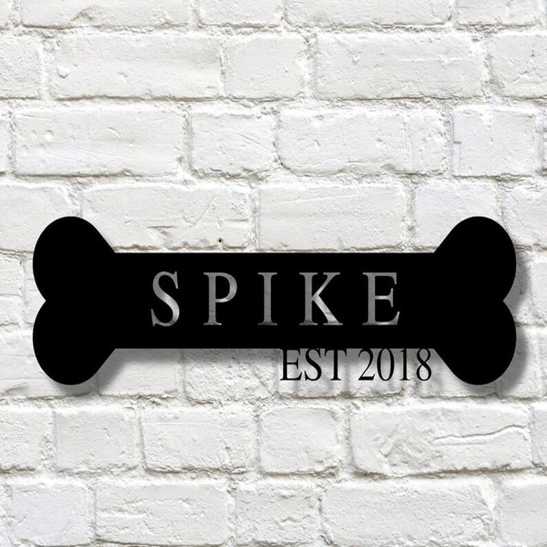Custom Metal dog bone Sign, Dog Name Metal Sign, Personalized Pet Name Sign, Door Hanger, Outdoor Metal Sign, Gift for dog mom,Monogram Sign
