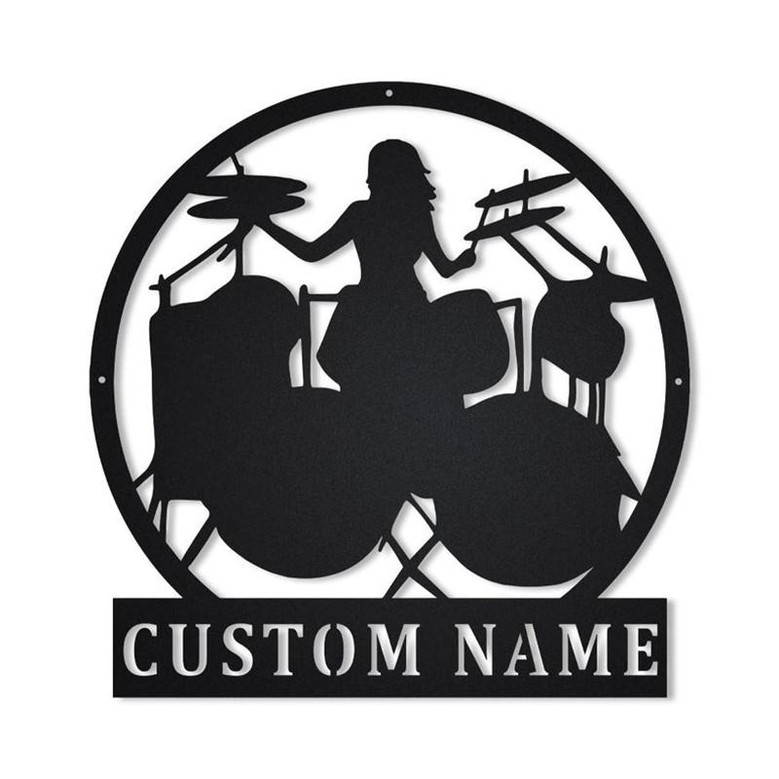 Personalized Drummer Female Metal Sign Art | Custom Drummer Female Metal Sign | Drummer Gifts for Men | Drummer Female Gift | Music Gift