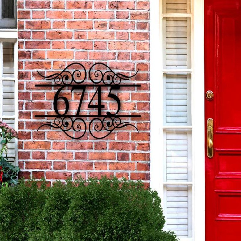 Custom Swirl Address Sign Front Door Decor