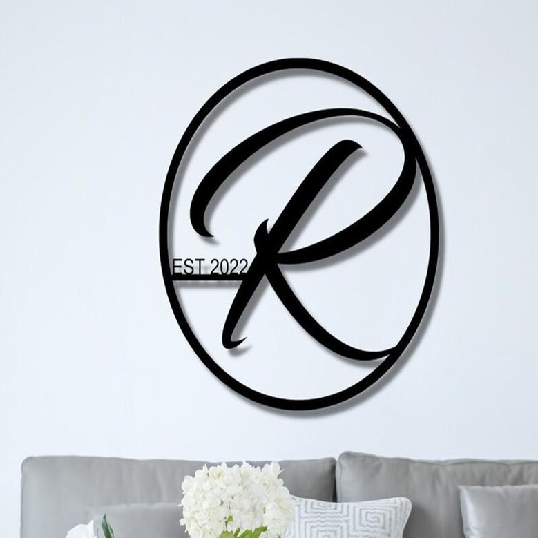 Personalized Family Name Metal Sign, Metal Established Family Sign, Housewarming Gift, Door Hanger, Wedding Gift, Metal Monogram Sign