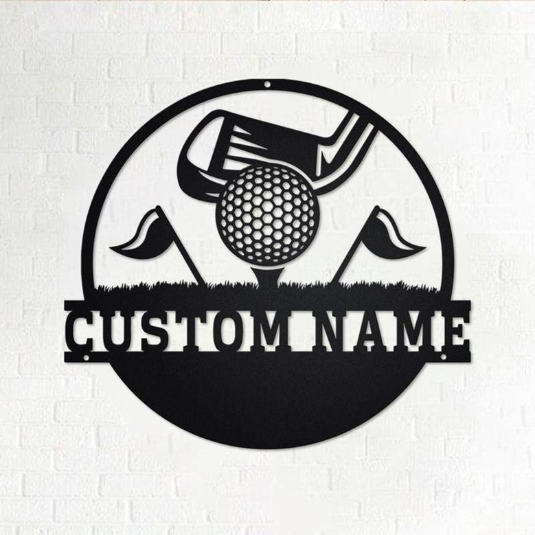 Custom Golf Name Frame Metal Wall Art, Personalized Golfer Name Sign Decoration For Room, Golfing Metal Home Decor, Golfer