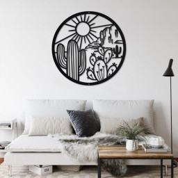 Cactus Monogram Metal Sign | Cactus Monogram Metal Wall Art | Housewarming Outdoor Metal Sign | Gifts Cactus Lover |