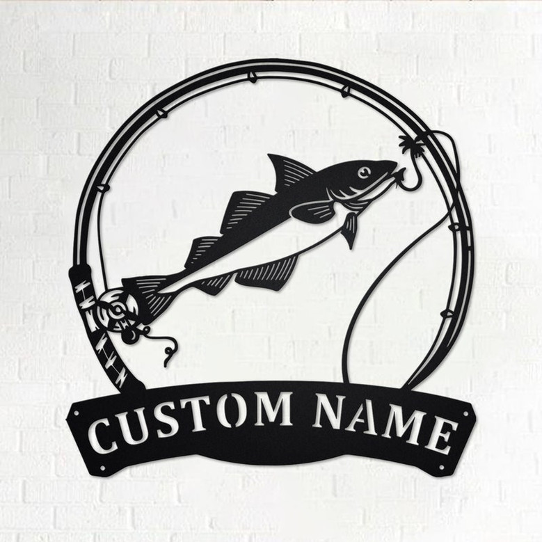 Custom Haddock Fish Metal Wall Art, Personalized Haddock Fish Name Sign Decoration For Room, Fishing Metal Home Decor, Custom Haddock Fish