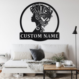 Custom Curly Hair Style Metal Wall Art, Personalized Curly Hair Name Sign Decoration For Room, Curly Hair Home Decor, Custom Curly Hair