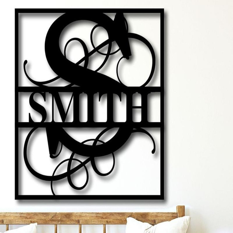 Metal Last Name Family Sign, Personalized Metal Name Sign, Split Monogram Metal Sign, Metal Signs for Outdoor, Metal Signs Personalized Name