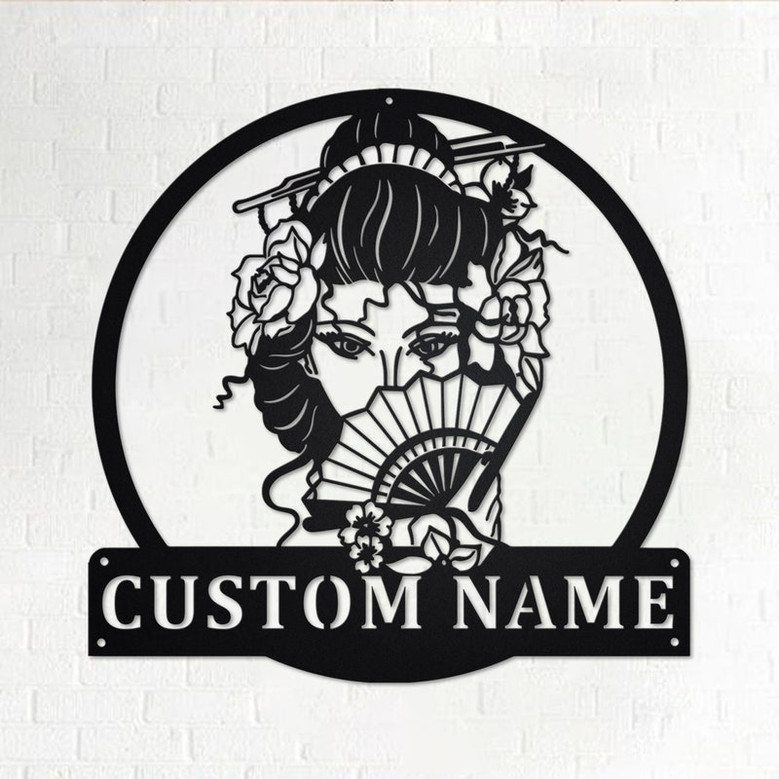 Custom Japanese Geisha Metal Wall Art, Personalized Geisha Name Sign Decoration For Room, Geisha Home Decor, Custom Geisha, Japanese Geisha