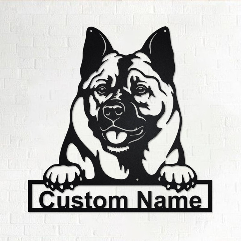 Custom Norwegian Elkhound Dog Metal Wall Art, Personalized Norwegian Elkhound Name Sign Decoration For Room, Norwegian Elkhound Home Decor