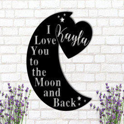 Personalized I Love You to the Moon and Back Metal Sign-Personalized Metal Sign-Metal Wall Decor for Bedroom