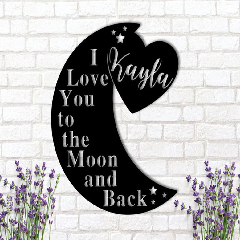 Personalized I Love You to the Moon and Back Metal Sign-Personalized Metal Sign-Metal Wall Decor for Bedroom