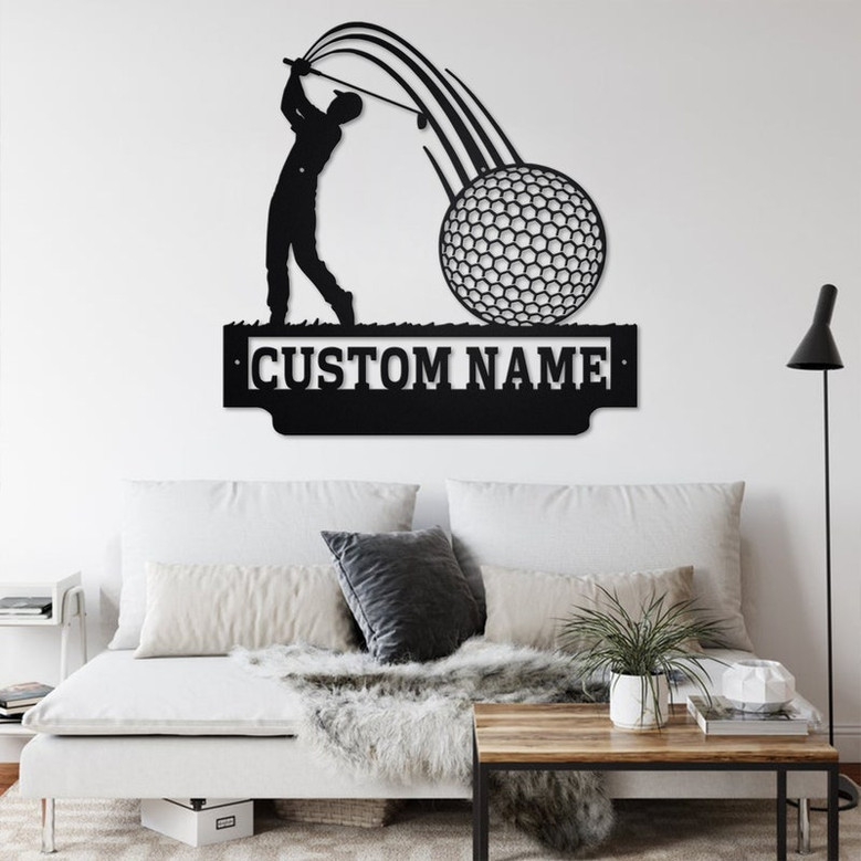 Custom Golfer Metal Wall Art, Personalized Golfer Name Sign Decoration For Room, Golfing Home Decor, Custom Golfer, Golfer Metal Decor