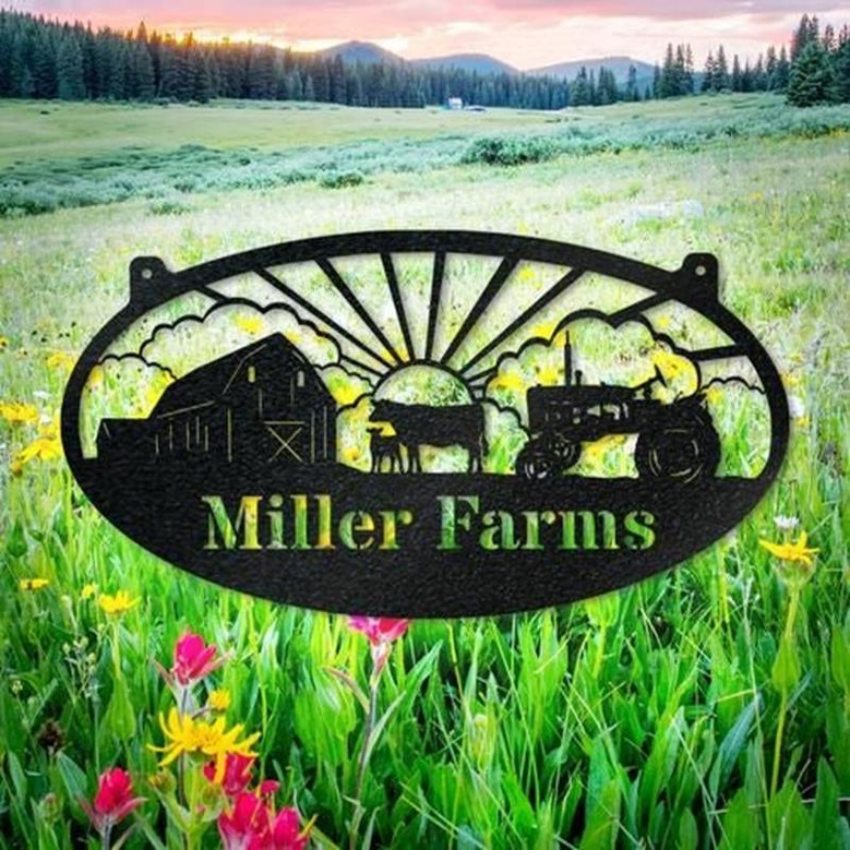 Farm Cows Oval Monogram Cut Metal Sign Metal Wall Art Metal House Sign