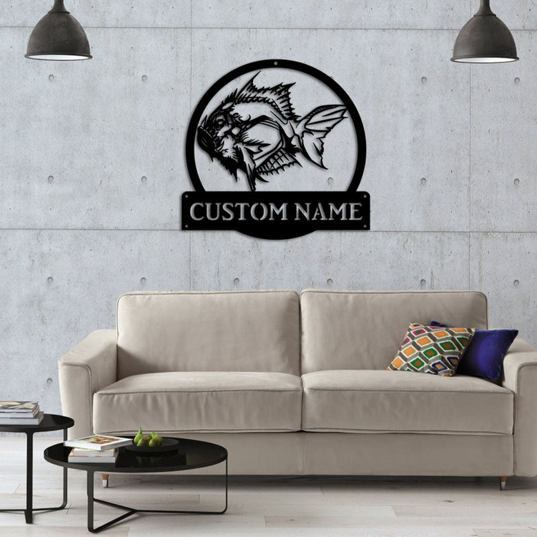 Personalized Piranha Fish Metal Sign Art, Custom Piranha Fish Metal Sign, Fishing Gift, Beach Funny
