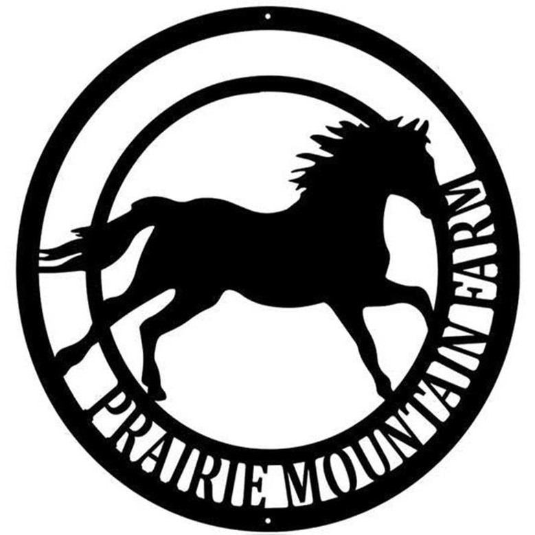 Personalized Horse Circle Nameplate Custom Horse Sign Metal Name Sign Farmhouse Decor Outdoor Decor