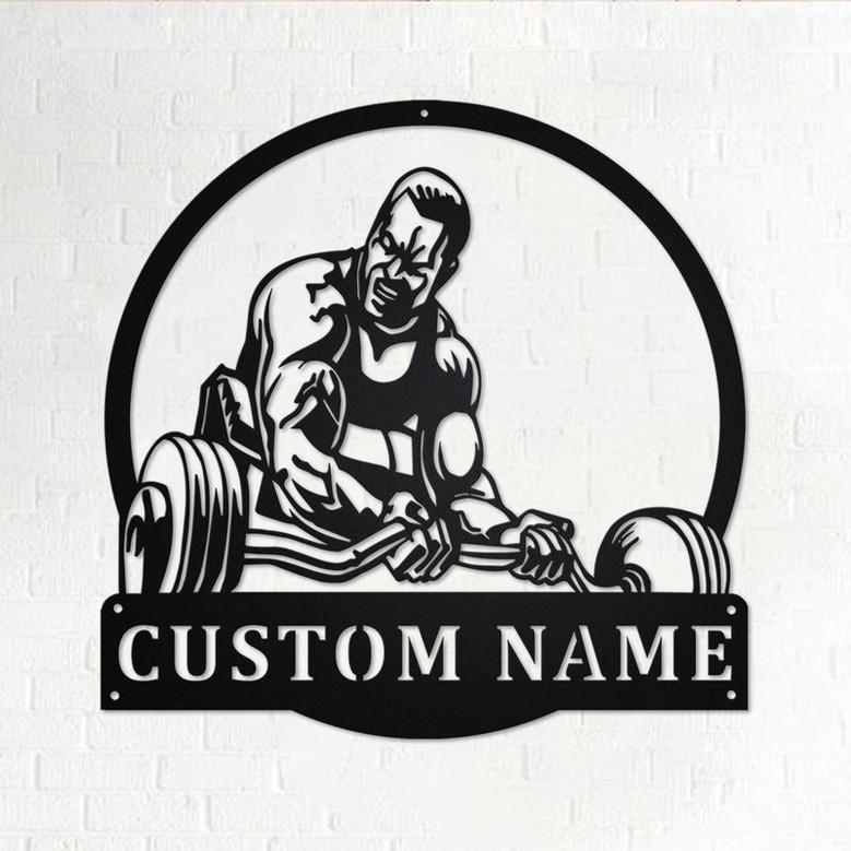 Custom Powerlifting Man Metal Wall Art, Personalized Powerlifting Name Sign Decoration For Room, Powerlifting Metal Home Decor, Powerlifting