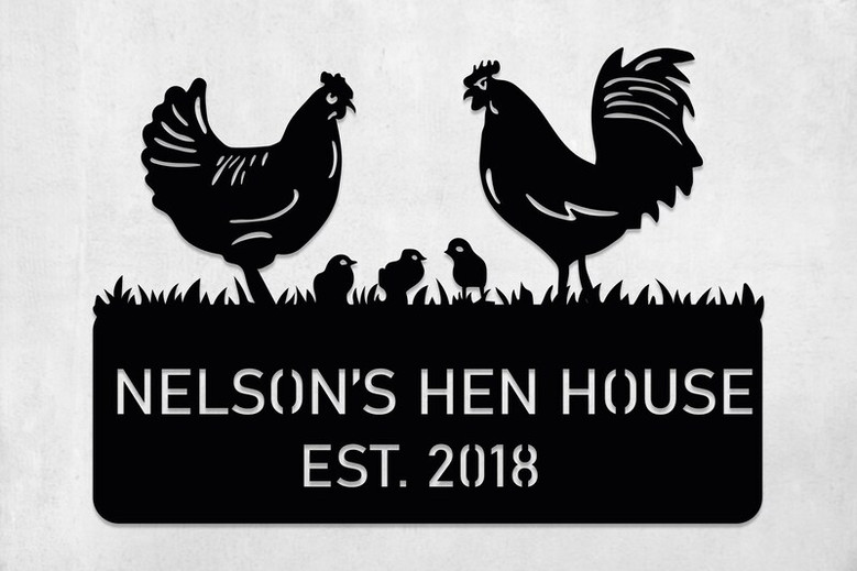 Custom Metal Chicken Wall Sign, Personalized Chicken Farm Sign, Chick Wall Sign, Barn Wall Decor