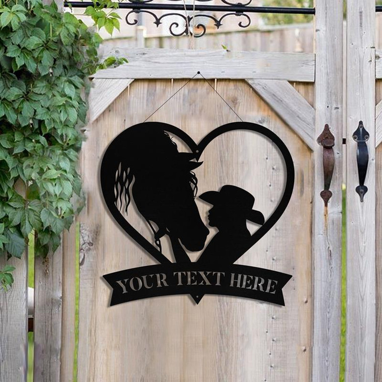 Personalized Metal Horse Girl Sign Monogram Custom Outdoor Farm Farmhouse Ranch Stable Acres Wall Decor Art Gift