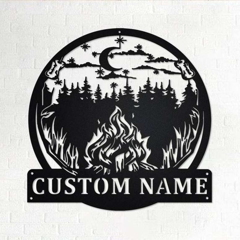 Custom Outdoor Campfire Metal Wall Art, Personalized Campfire Name Sign Decoration For Room, Campfire Home Decor, Custom Campfire, Camping