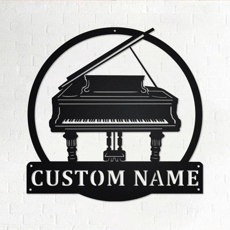 Custom Grand Piano Metal Wall Art, Personalized Grand Piano Name Sign Decoration For Room, Grand Piano Home Decor, Custom Grand Piano