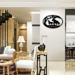 Oval Metal Sign Two Horses Running Free Personalized Metal Wall Art With Name Horse Lover Gift Farm House Decor Indoor Outdoor Sign