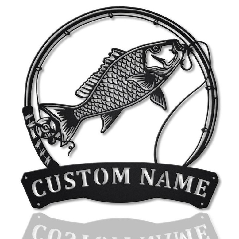 Personalized Mutton Snapper Fishing Fish Pole Metal Sign Art | Custom Mutton Snapper Fishing Fishing Metal Sign | Snapper Fishing Gift