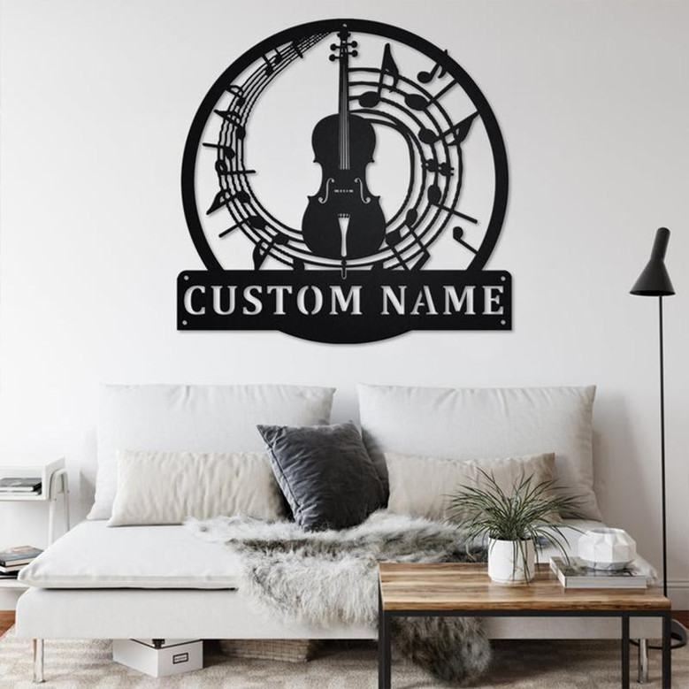 Custom Cello Musical instrument Metal Wall Art, Personalized Cello Teacher Name Sign Decoration For Room, Cello Home Decor, Custom Cello
