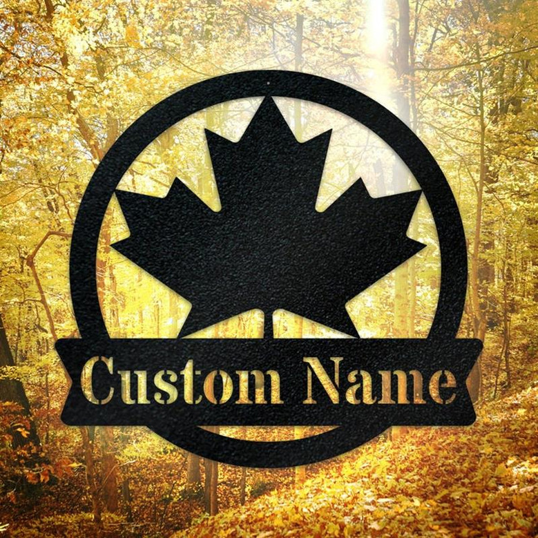 Maple Leaf Monogram - Canada Metal Sign, Personalized Home Decor, Maple Leaf Monogram Sign, Family Address Sign, Family Sign, Canadian Gift
