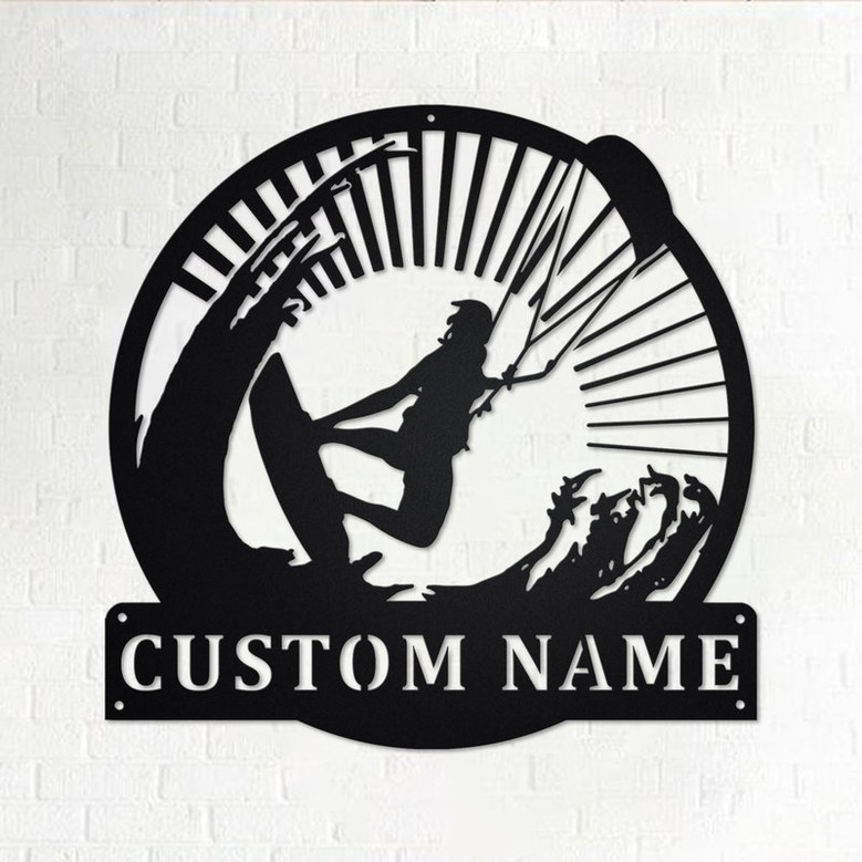 Custom Kiteboarding Metal Wall Art, Personalized Kiteboarding Name Sign Decoration For Room, Kiteboarding Metal Home Decor, Kiteboarding