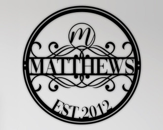 Personalized Family Name Metal Sign-Metal Established Family Sign-Housewarming Gift-Door Hanger-Wedding Gift-Metal Monogram Sign