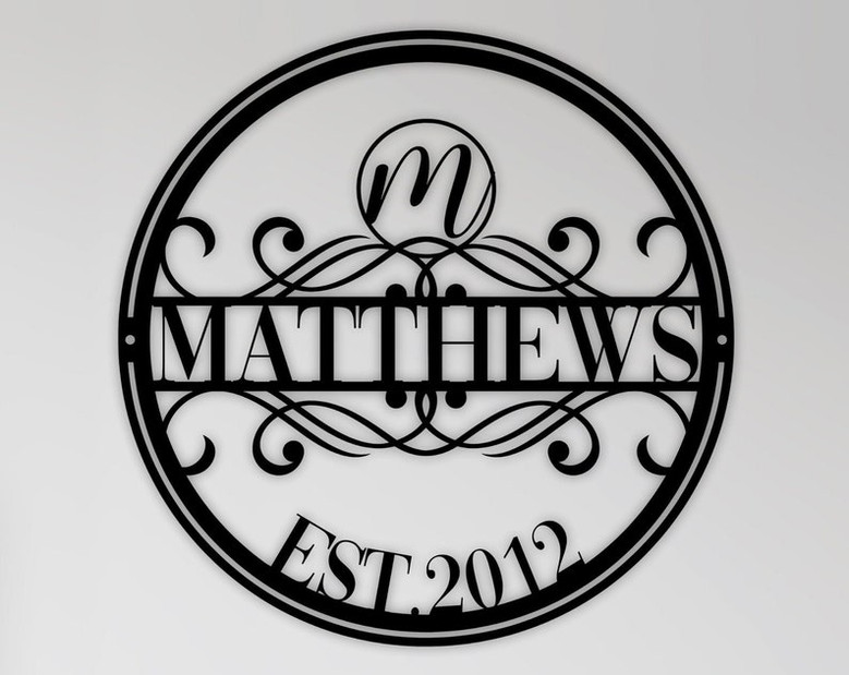 Personalized Family Name Metal Sign-Metal Established Family Sign-Housewarming Gift-Door Hanger-Wedding Gift-Metal Monogram Sign