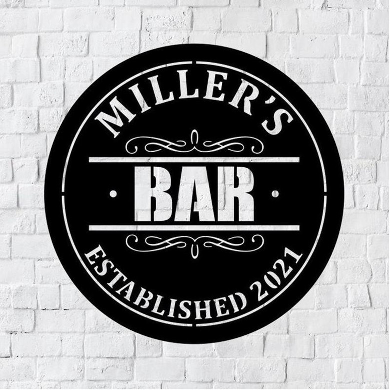 Personalized Bar Metal Art Sign, Light up Bar Metal Sign, Metal Bar Wall Art