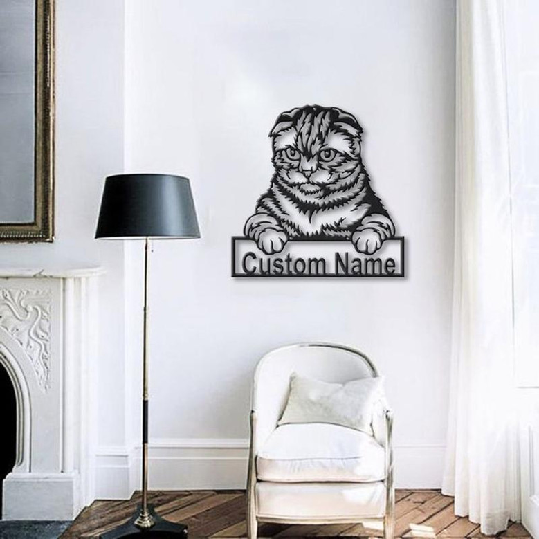 Personalized Scottish Fold Cat Metal Sign Art | Custom Scottish Fold Cat Metal Sign | Animal Gift | Pets Gift | Birthday Gift