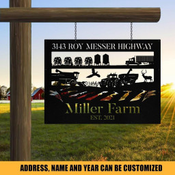 Personalized Metal Farm Sign Wheat Tractor Truck Deer Monogram Custom Outdoor Farmhouse Front Gate Wall Decor Art Gift