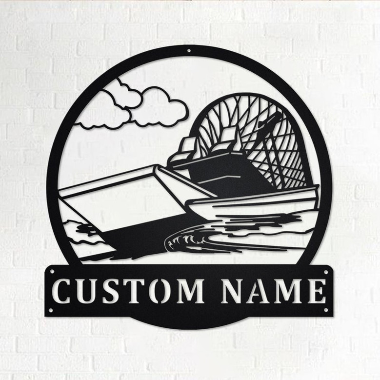 Custom Swamp Boat Metal Wall Art, Personalized Swamp Boat Name Sign Decoration For Room, Swamp Boat Metal Home Decor, Custom Swamp Boat