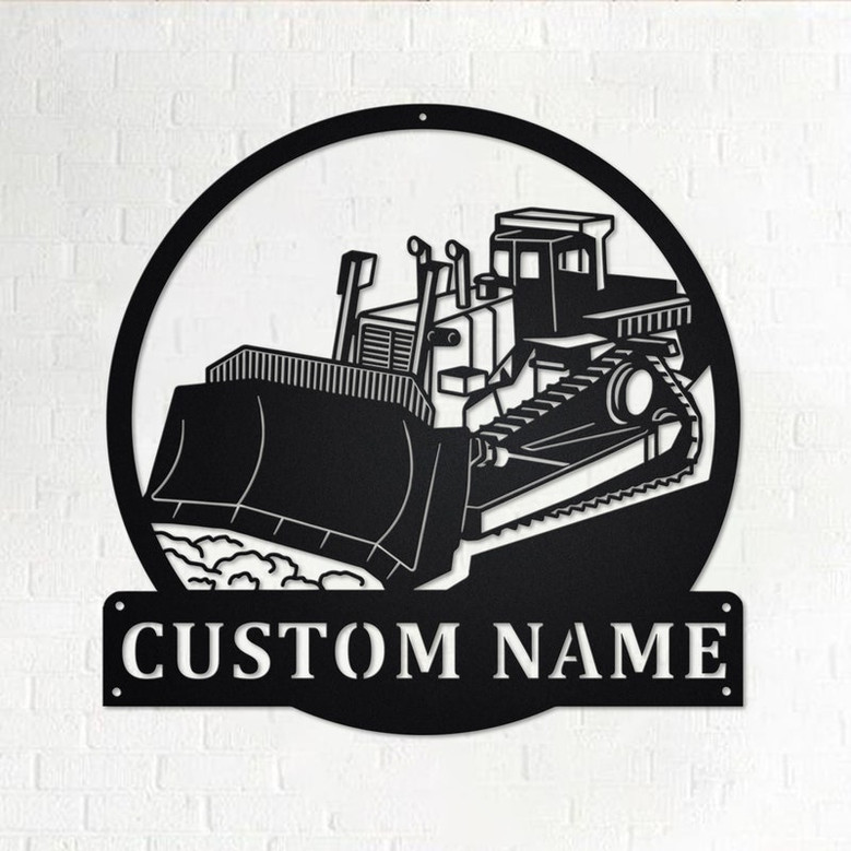 Custom Tractor Dozer Metal Wall Art, Personalized Tractor Dozer Name Sign Decoration For Room, Tractor Dozer Metal Home Decor, Tractor Dozer