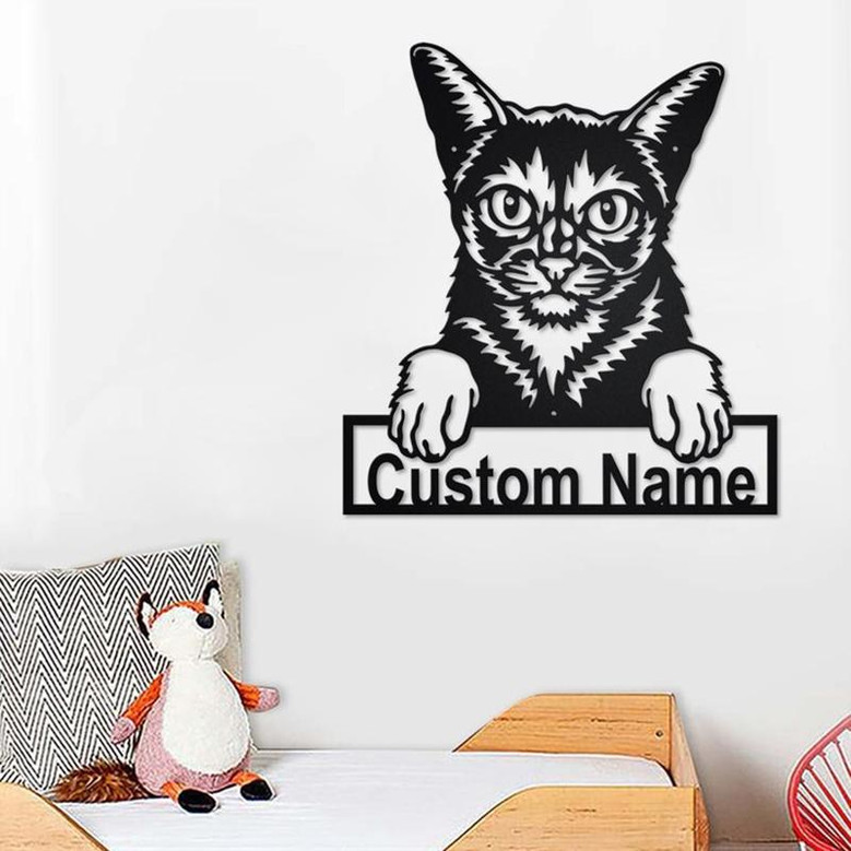 Custom Abyssinian Cat Metal Wall Art, Personalized Abyssinian Cat Name Sign Decoration For Room, Abyssinian Cat Home Decor,Custom Abyssinian