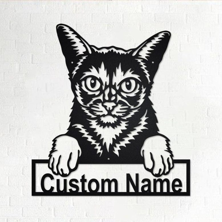 Custom Abyssinian Cat Metal Wall Art, Personalized Abyssinian Cat Name Sign Decoration For Room, Abyssinian Cat Home Decor,Custom Abyssinian