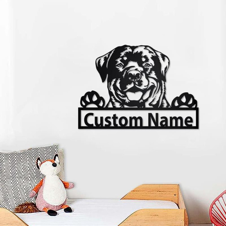 Personalized Custom Rottweiler Metal Sign for Dog Lover Custom Name Metal Wall Art